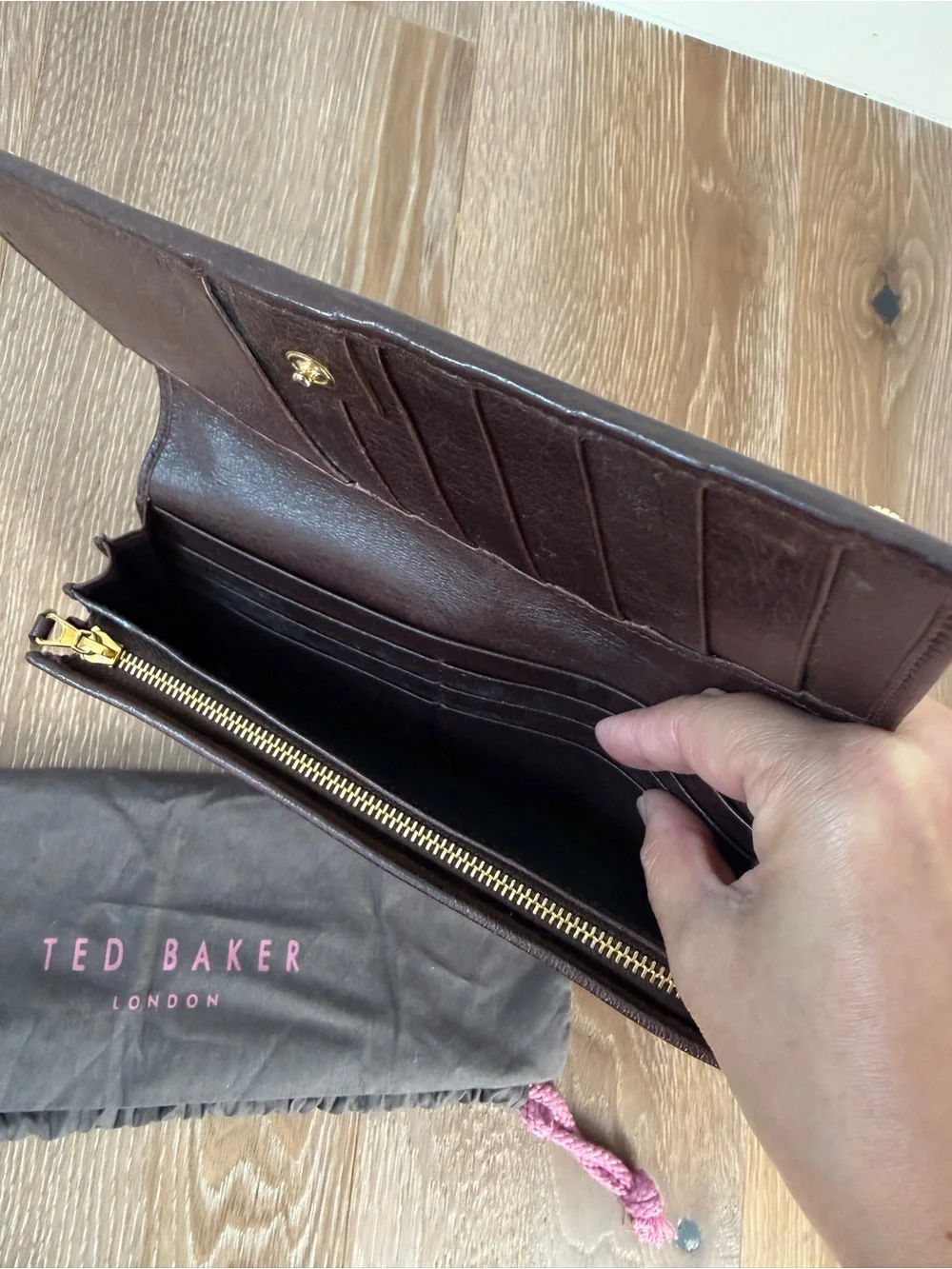 Balenciaga Brown Long Wallet with Gold Hardware